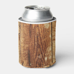 Faux rustic barn wood, oak wood, Weathered wood Can Cooler