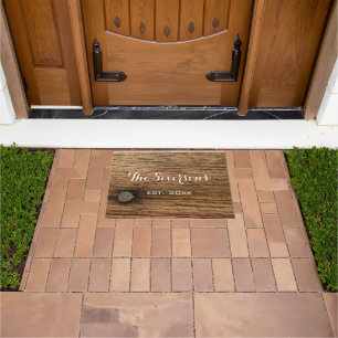 Faux Rustic Brown Barn Wood Doormat