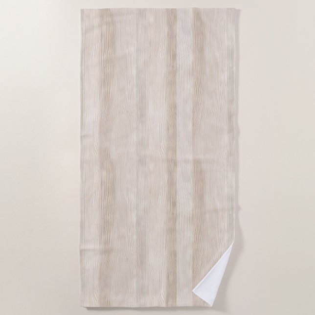 Faux Rustic Cream Wood  Beach Towel (Front)