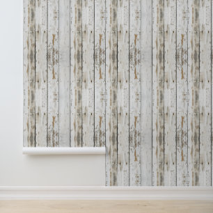 Faux Rustic Light Wood Panel Wallpaper