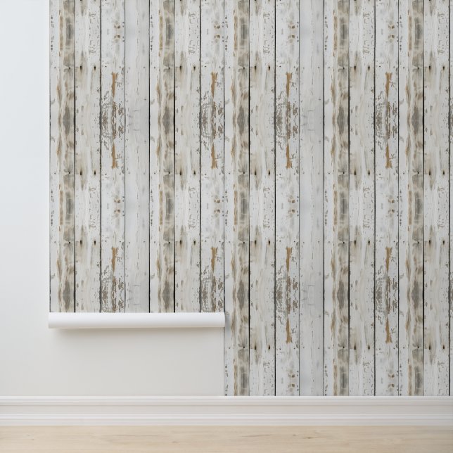 Faux Rustic Light Wood Panel  Wallpaper (Application)