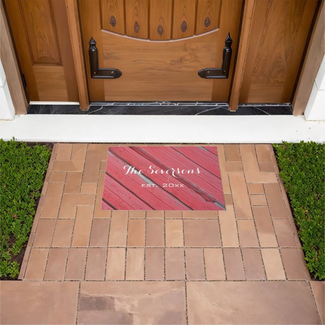 Faux Rustic Red Barn Wood Doormat (Outdoor)