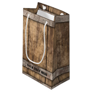 Faux Rustic Weathered Wood Boards Small Gift Bag
