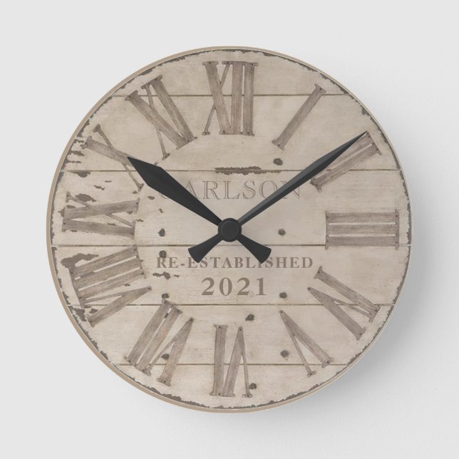 Faux rustic wood custom wall clock (Front)