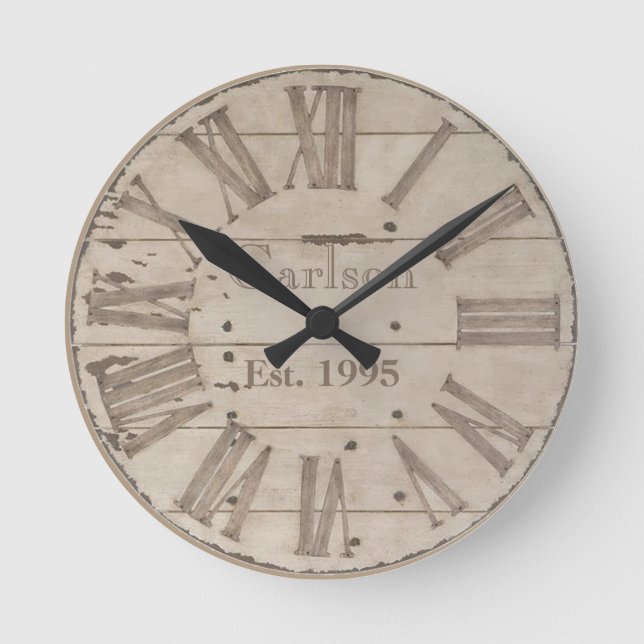 Faux rustic wood custom wall clock (Front)