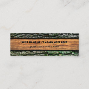Faux Rustic Wood Grain Tree Bark Moss Mini Business Card