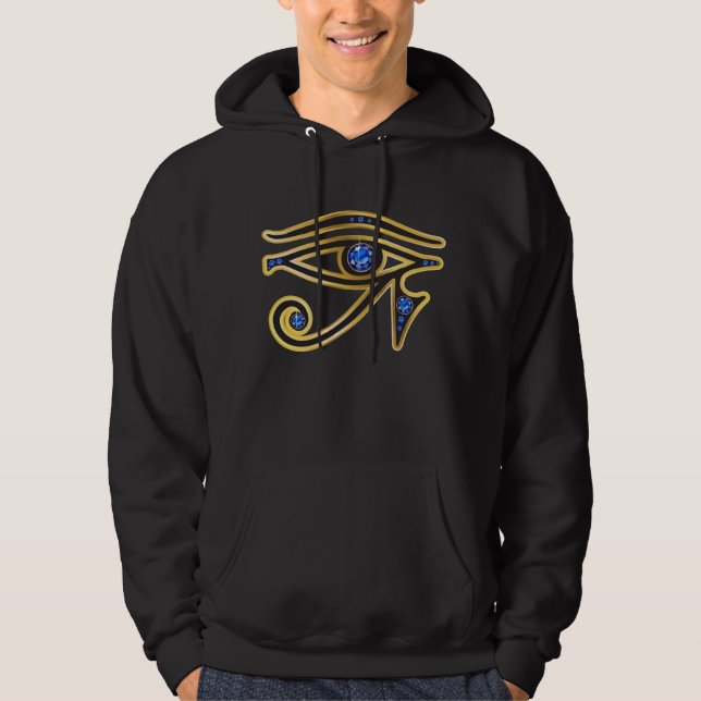 Faux-Sapphire Eye of Ra Mens Hooded Sweatshirt (Front)