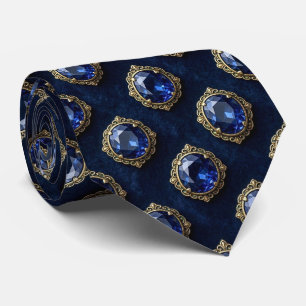 Faux Sapphires with Antique Gold Setting Blue Tie