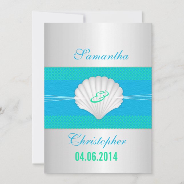Faux Sea Shell -Beach wedding invitation (Front)