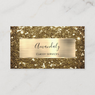 Faux Sepia Gold Glitter QR Code Logo   Business Ca Card