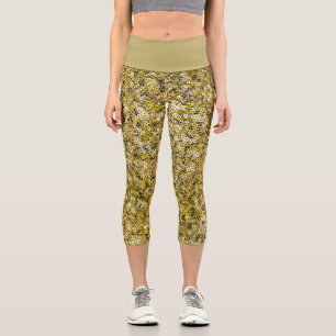 Faux Sequin Gold Pattern  Capri Leggings