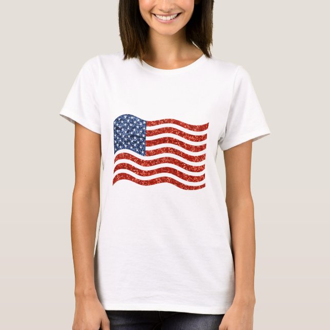faux sequin print american flag T-Shirt (Front)