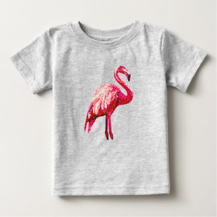 Faux Sequin Printed Tropical Flamingo Bird Baby T-Shirt