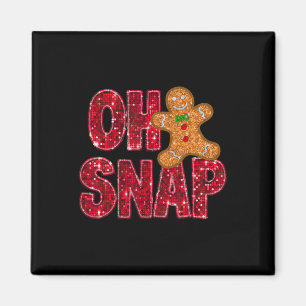 Faux Sequins Oh Snap Christmas Gingerbread Family  Magnet