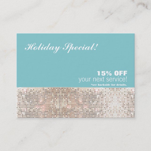 Faux Sequins Salon and Spa Holiday Gift Card (Front)