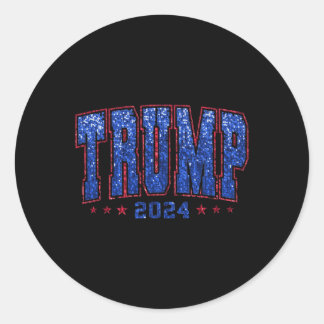 Faux Sequins Trump 2024 President Make America Tru Classic Round Sticker