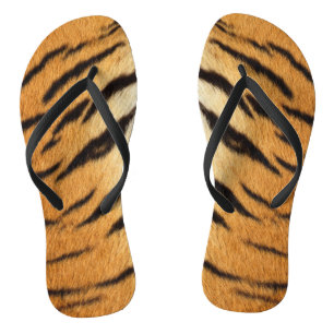 Faux Siberian Tiger Skin Flip Flops