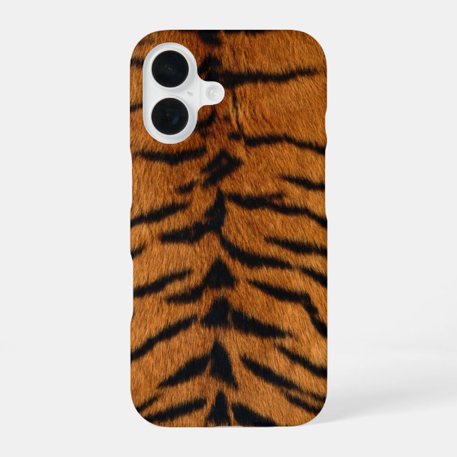 Faux Siberian Tiger Skin iPhone 16 Case (Back)