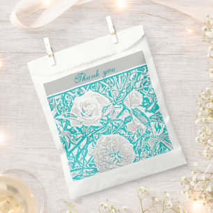 Faux Silk Embossed Illusion Rose/Teal Favour Bags