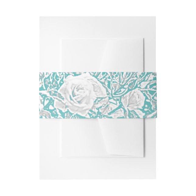 Faux Silk Embossed Illusion Rose/Teal  Invitation Belly Band (Front Example)
