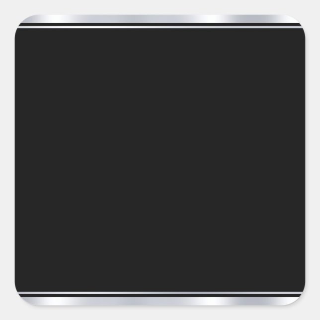 Faux Silver And Black Modern Elegant Blank Trendy Square Sticker (Front)