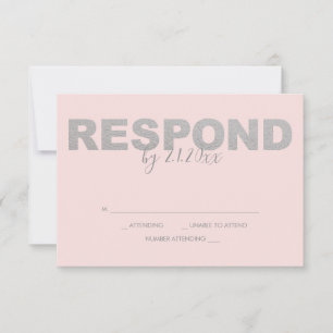 Faux Silver and Pink Reply RSVP Cards