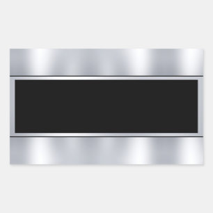Faux Silver Black Add Text Custom Blank Template Rectangular Sticker
