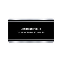 Faux Silver Elegant Black Template Modern Address