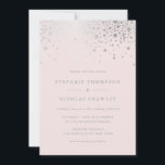 Faux Silver Foil Confetti Blush Pink Wedding Invitation<br><div class="desc">Modern and elegant wedding invitation featuring faux silver foil confetti on blush pink background. This invitation is a part of a wedding suite. Other colours and matching items are available. Please note that there will be no actual silver foil - faux silver foil in the end product.</div>