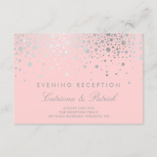 Faux Silver Foil Confetti Blush Reception Card