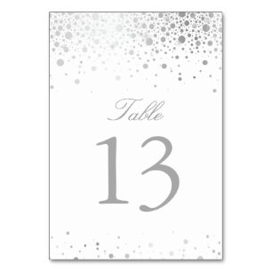 Faux Silver Foil Confetti Dots Table Number
