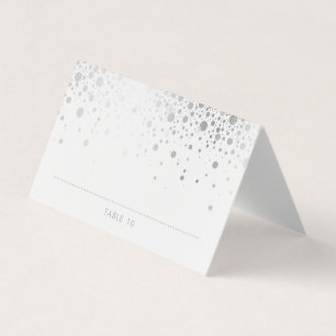 Faux Silver Foil Confetti Dots Wedding Place Cards