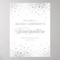 Faux Silver Foil Confetti Graduation Party Welcome