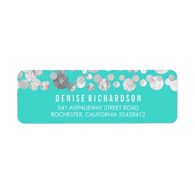 Faux Silver Foil Confetti Teal (Front)