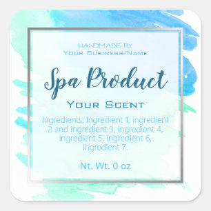 Faux Silver Foil Handmade Spa Product Business Square Sticker