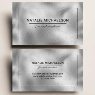Faux Silver Foil Professional Black Border Business Card