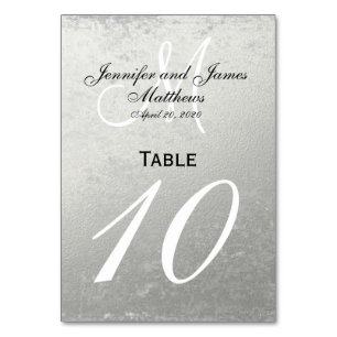 Faux Silver Foil Wedding Table Number Card