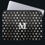 Faux Silver Glitter & Black Monogram Polka Dot Laptop Sleeve<br><div class="desc">Decorate your computer with this edgy and cute faux silver and black polka dot computer sleeve.  Add your initial for a monogram or delete it for just the design.</div>