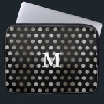 Faux Silver Glitter & Black Monogram Polka Dot Laptop Sleeve<br><div class="desc">Decorate your computer with this edgy and cute faux silver and black polka dot computer sleeve.  Add your initial for a monogram or delete it for just the design.</div>
