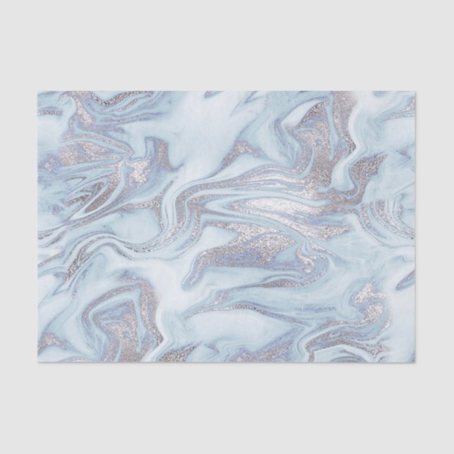 faux silver glitter fluid marble stone texture tissue paper (Front)