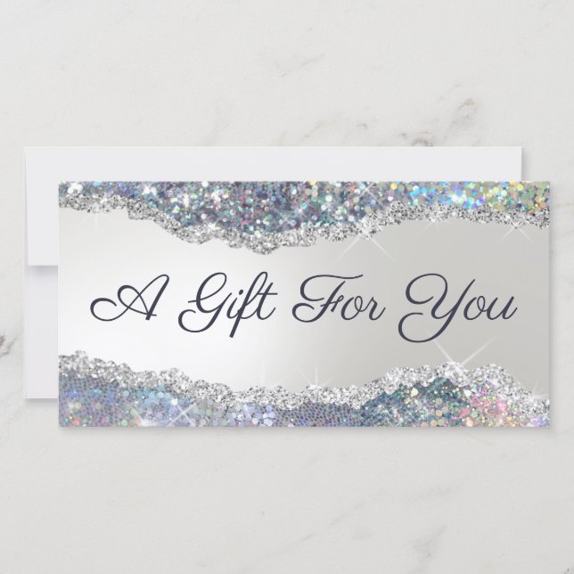 Faux silver glitter foil gift certificate (Front)