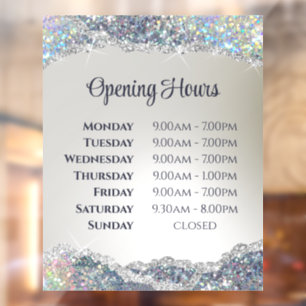 Faux Silver Glitter Foil Opening Hours