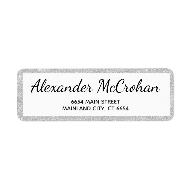 Faux Silver Glitter Foil Return Address (Front)