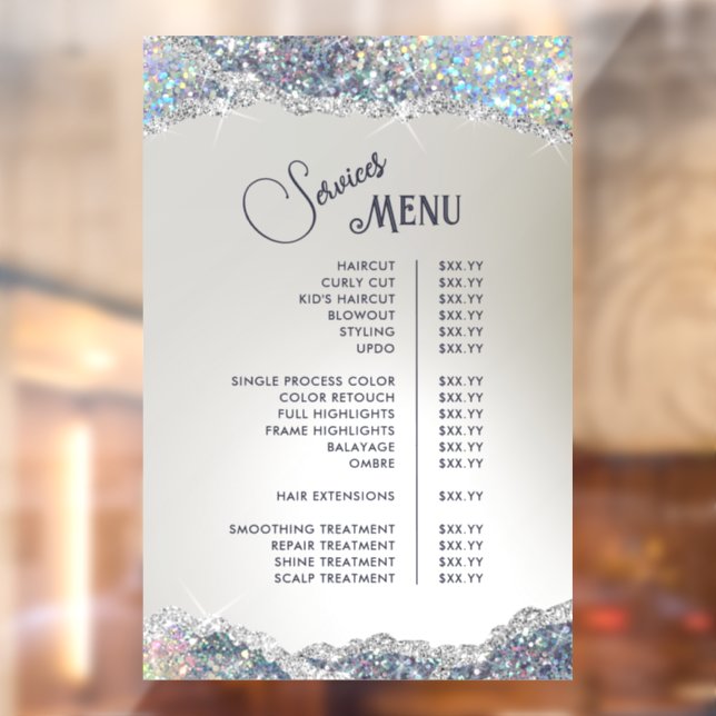 Faux Silver Glitter Foil Services Menu (Sheet 2)