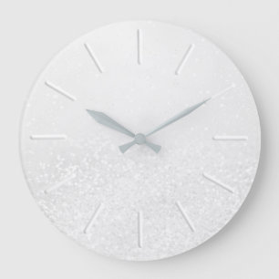 faux silver glitter large clock
