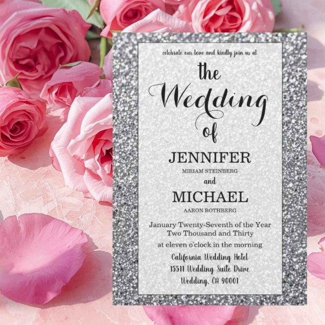 Faux Silver Glitter | Luxury QR Code Wedding Invitation (Creator Uploaded)