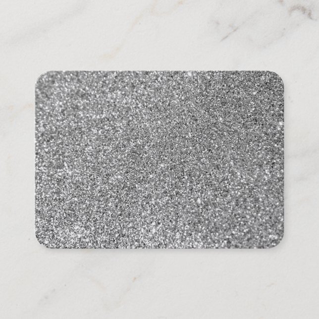 Faux Silver Glitter Photo Business Card (Front)