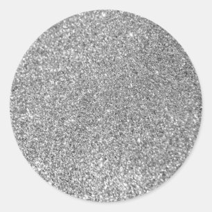 Faux Silver Glitter Photo Classic Round Sticker