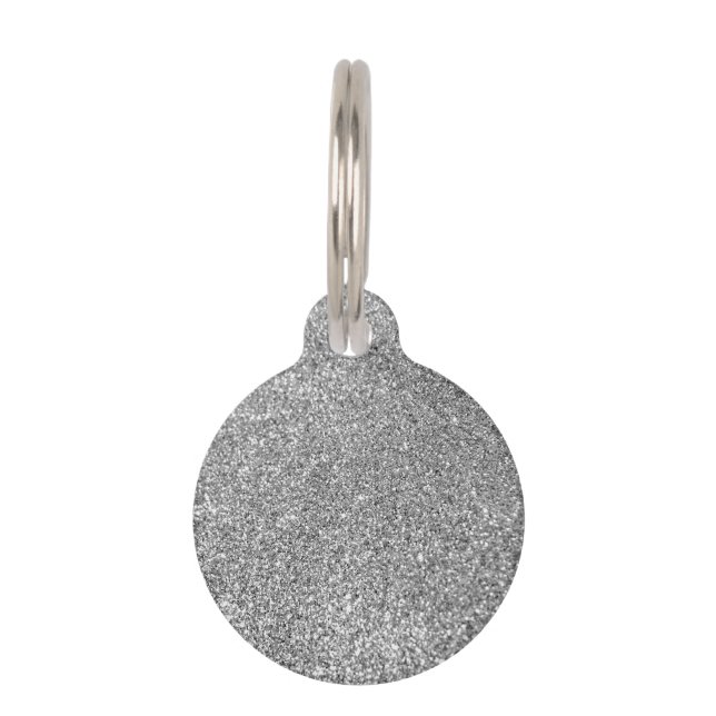 Faux Silver Glitter Photo Pet Tag (Front)