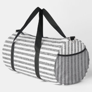 Faux Silver Glitter Stripes Duffle Bag